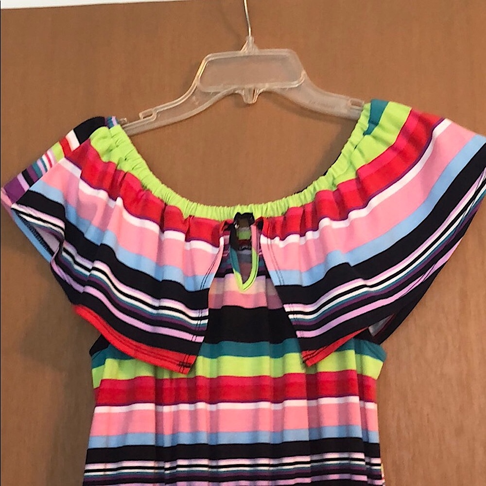 KimRogers TROPICAL Off Shoulder Dress Petite Small - Picture 6 of 6